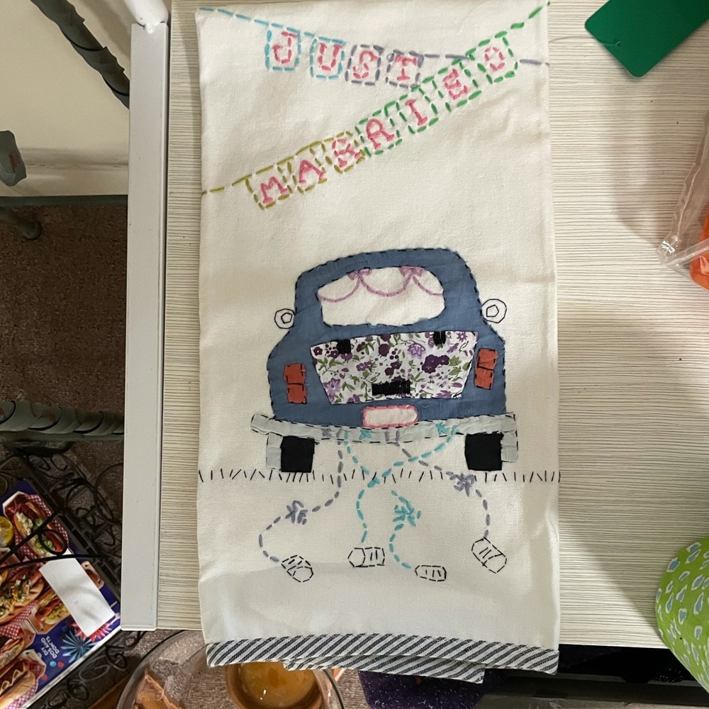 Just Married dish towel